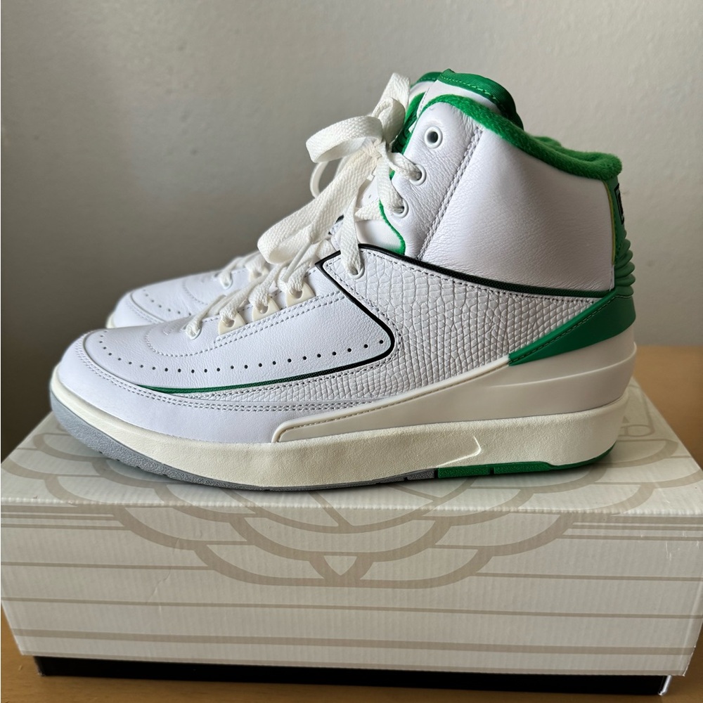 Jordan White and Green Men's Sneakers